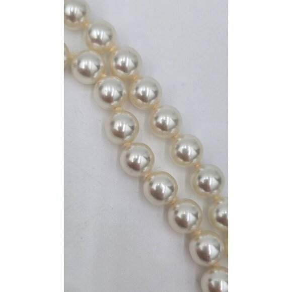 Vintage Hand Tied Rope Faux Pearl Necklace 90" Hidden Clasp - Picture 5 of 6